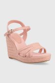 Сандалі Tommy Hilfiger ESSENTIAL WEDGE SANDAL жіночі колір рожевий на танкетці FW0FW07159