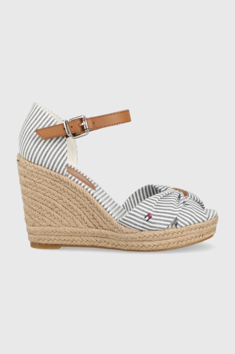 Сандалі Tommy Hilfiger BASIC SEERSUCKER HIGH WEDGE жіночі на танкетці FW0FW07160 колір блакитний