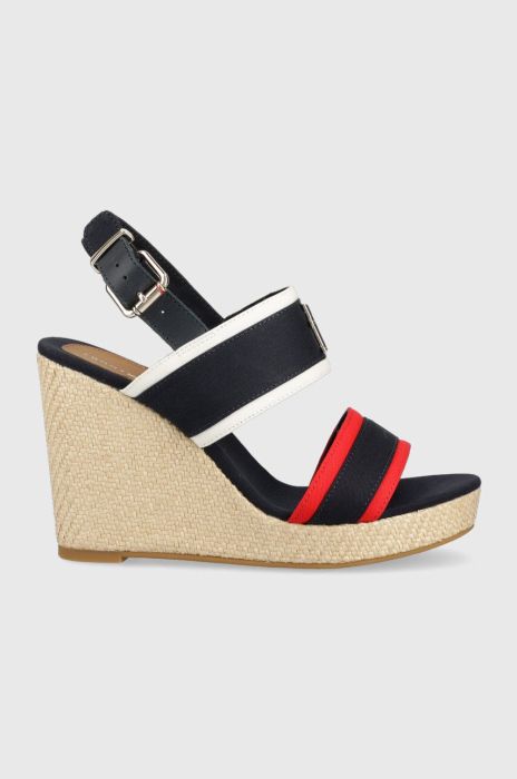 Сандалі Tommy Hilfiger RWB FEMININE WEDGE жіночі колір синій на танкетці