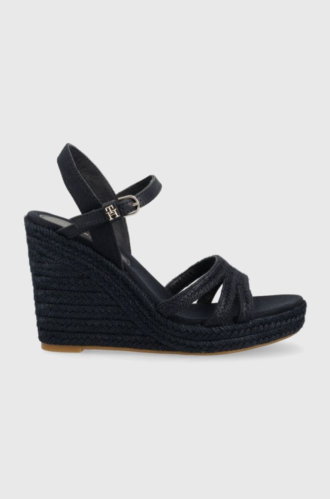 Сандалі Tommy Hilfiger ESSENTIAL BASIC WEDGE SANDAL жіночі колір синій на танкетці FW0FW07220