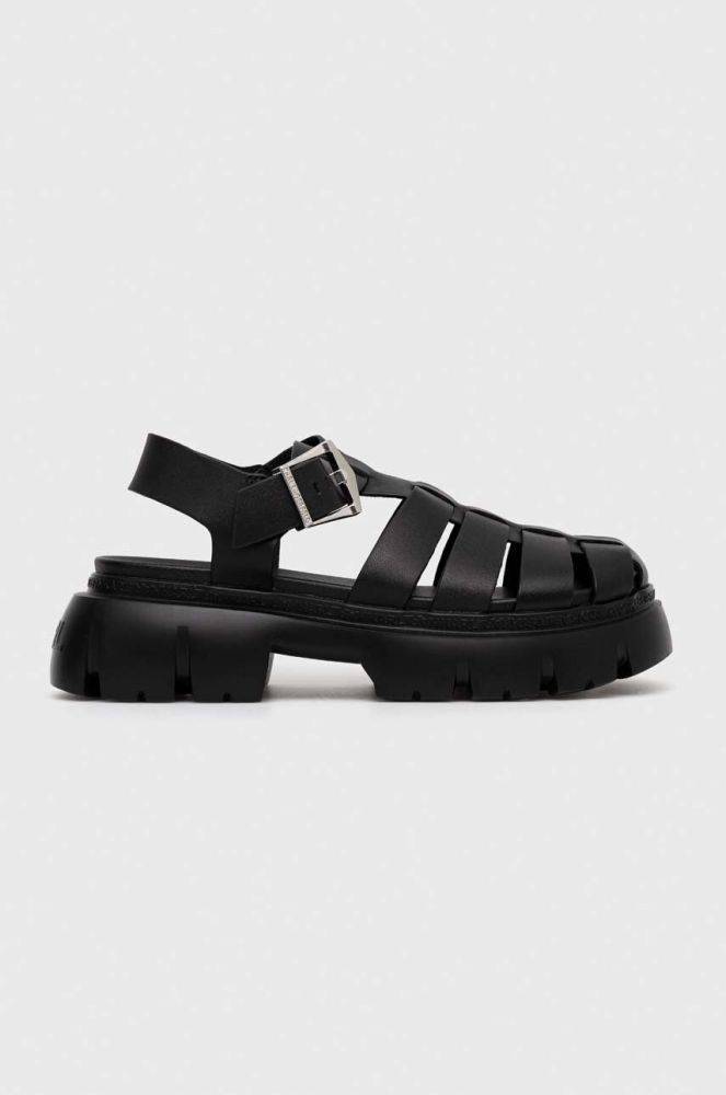 Шкіряні сандалі Karl Lagerfeld SUN TREKKA жіночі колір чорний на платформі KL83525