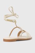 Шкіряні сандалі Twinset жіночі колір бежевий 231TCT164