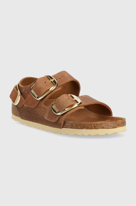 Шкіряні сандалі Birkenstock Milano Big Buckle жіночі колір коричневий 1024067 1024067-Cognac фото 2