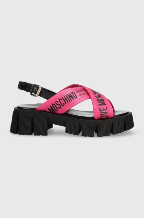 Сандалі Love Moschino жіночі колір рожевий на платформі JA16186G0GIX261A