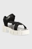 Сандалі Love Moschino жіночі колір чорний на платформі JA16216G0GIX300A