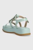 Шкіряні сандалі Guess VADIKA жіночі колір бірюзовий на платформі FL6VAD LEA03