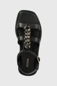 Шкіряні сандалі Guess VADIKA жіночі колір чорний на платформі FL6VAD LEA03