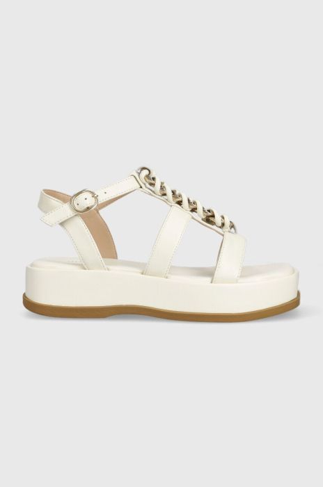 Шкіряні сандалі Guess VADIKA жіночі колір бежевий на платформі