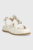 Шкіряні сандалі Guess VADIKA жіночі колір бежевий на платформі