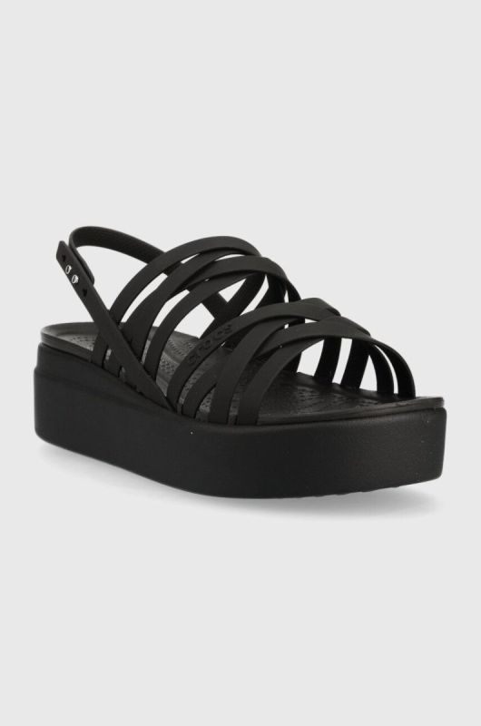 Сандалі Crocs Brooklyn Strappy Low Wedge жіночі колір чорний на платформі 206751 фото 2