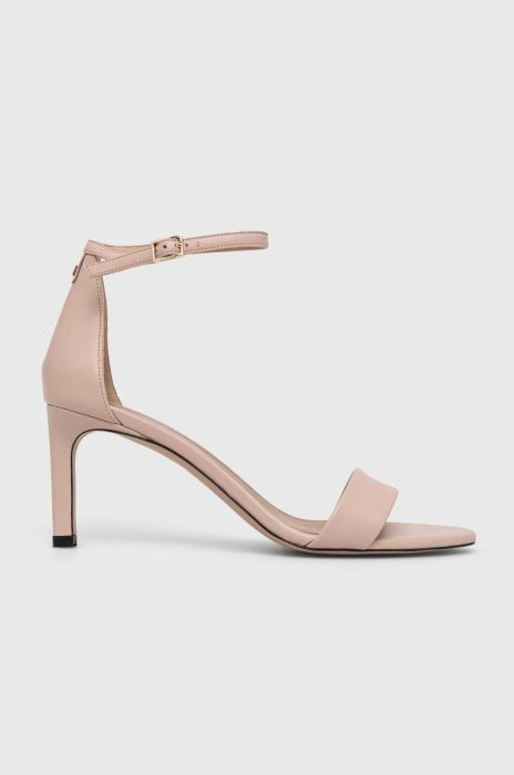 Шкіряні сандалі BOSS Jane колір бежевий 50493027