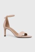 Шкіряні сандалі BOSS Jane колір бежевий 50493027