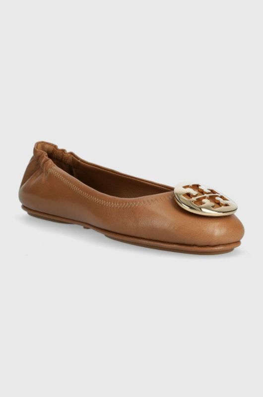 Шкіряні балетки Tory Burch Minnie Travel Ballet колір коричневий  50393 фото 2