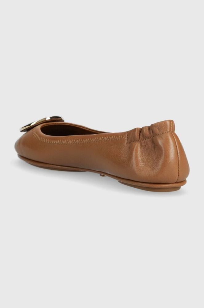 Шкіряні балетки Tory Burch Minnie Travel Ballet колір коричневий  50393 фото 3