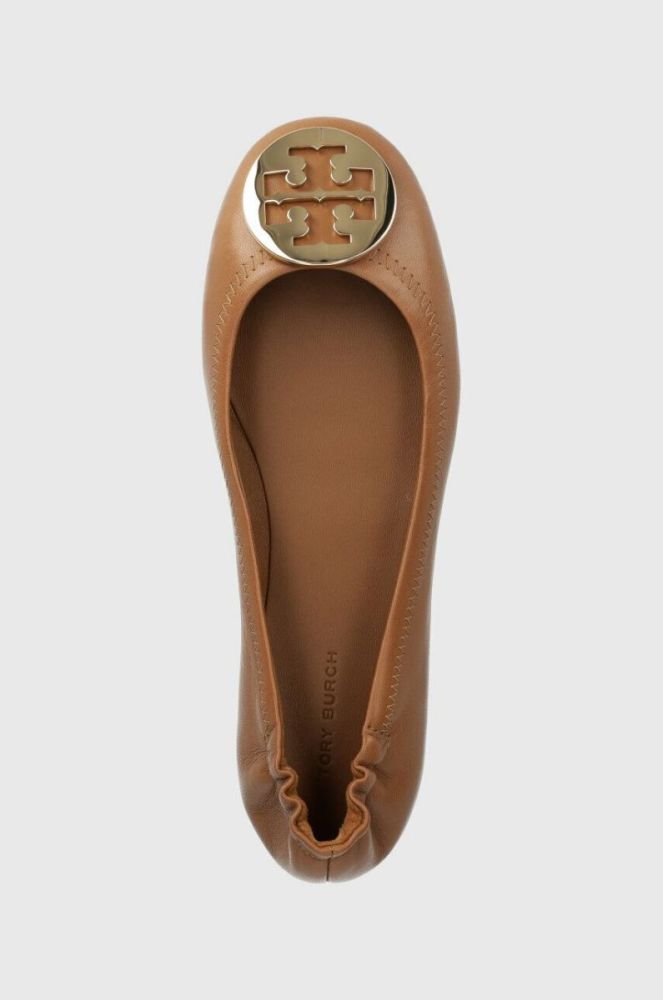 Шкіряні балетки Tory Burch Minnie Travel Ballet колір коричневий  50393 фото 4