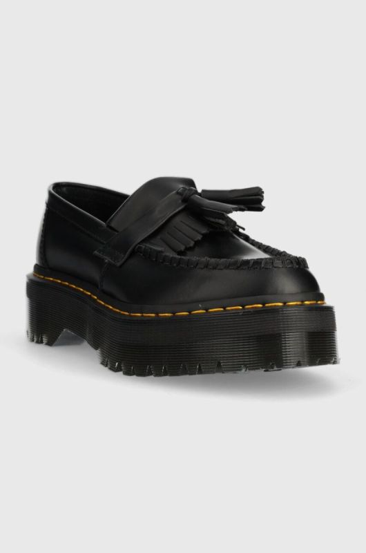 Шкіряні мокасини Dr. Martens Adrian Quad жіночі колір чорний на платформі DM27989001 фото 2