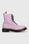 Шкіряні черевики Dr. Martens 1460 Pascal жіночі колір фіолетовий на плоскому ходу DM30689308 DM30689308-Lilac Шкіряні черевики Dr. Martens 1460 Pascal жіночі колір фіолетовий на плоскому ходу DM30689308 DM30689308-Lilac