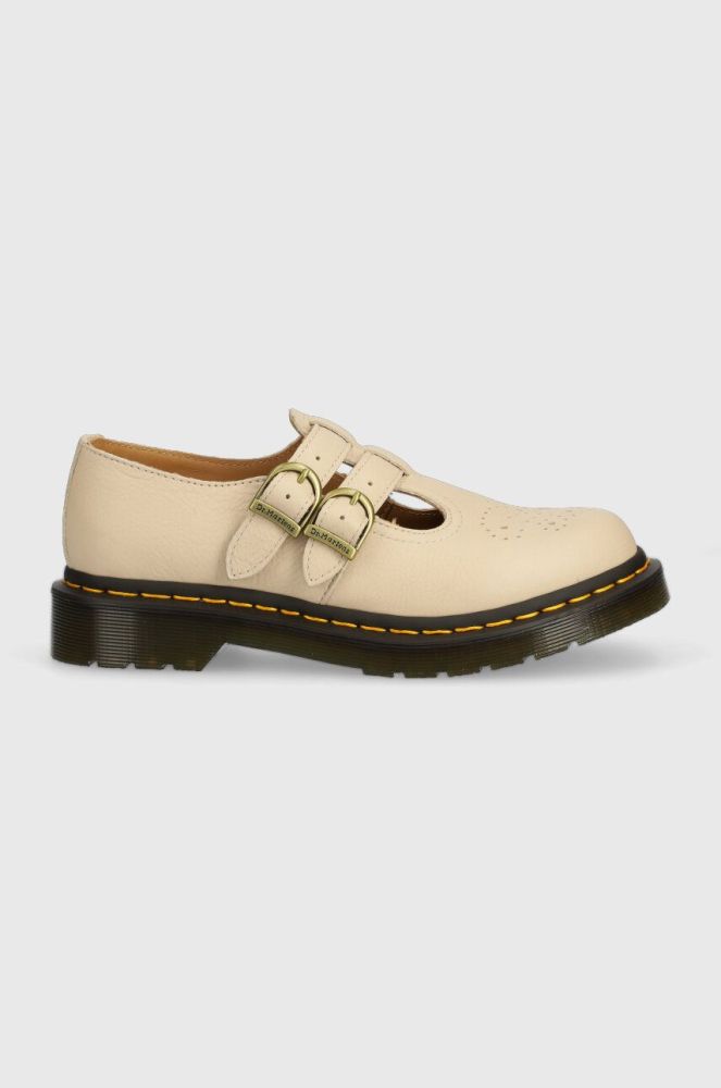 Шкіряні туфлі Dr. Martens 8065 Mary Jane жіночі колір бежевий на плоскому ходу DM30692292 DM30692292-Parchment