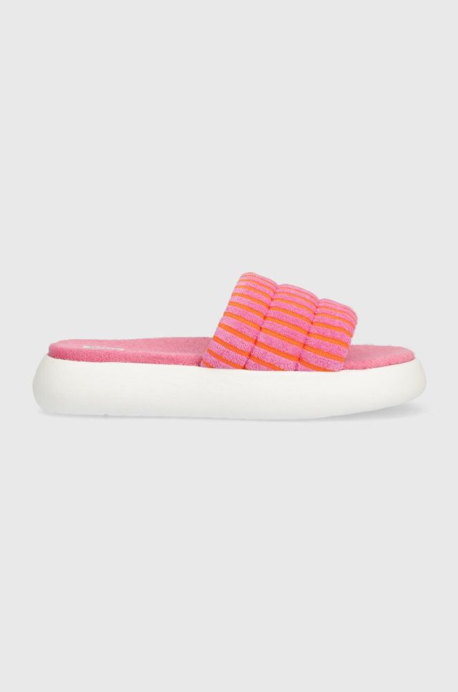 Шльопанці Toms Alpargata Mallow Slide жіночі колір рожевий на платформі 10019703