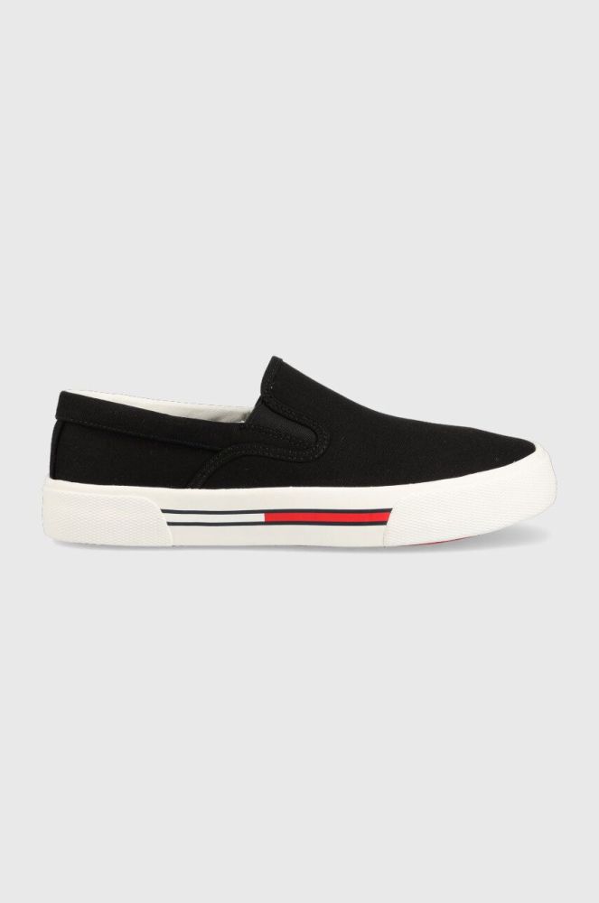 Кеди Tommy Jeans SLIP-ON SIGNATURE DETAILING жіночі колір чорний EN0EN02088