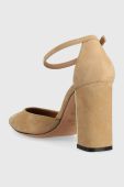 Замшеві туфлі BOSS Vivian колір бежевий каблук блок 50493071