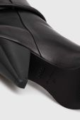 Шкіряні черевики BOSS Denise жіночі колір чорний каблук блок 50488713