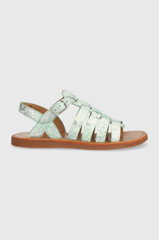 Дитячі шкіряні сандалі Pom D'api колір бірюзовий (2988344)
