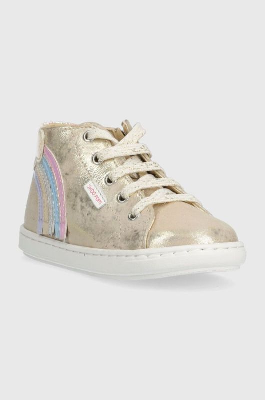 Дитячі шкіряні кросівки Shoo Pom колір золотий фото 2