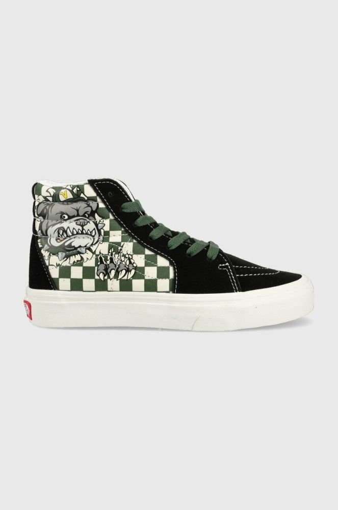 Дитячі кеди Vans JN SK8 Hi LOVE BLKPK колір зелений