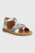 Дитячі шкіряні сандалі Pom D'api колір срібний (3219019)