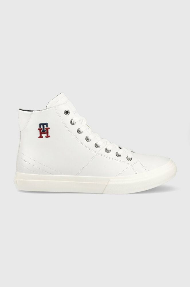 Шкіряні кросівки Tommy Hilfiger TH HI VULC STREET LEATHER колір білий FM0FM04739