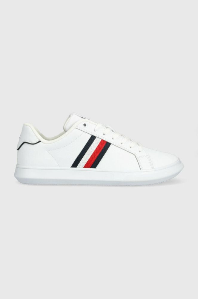 Шкіряні кеди Tommy Hilfiger CORPORATE LEATHER CUP STRIPES колір білий FM0FM04732