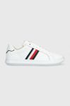 Шкіряні кеди Tommy Hilfiger CORPORATE LEATHER CUP STRIPES колір білий FM0FM04732 Шкіряні кеди Tommy Hilfiger CORPORATE LEATHER CUP STRIPES колір білий FM0FM04732