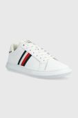 Шкіряні кеди Tommy Hilfiger CORPORATE LEATHER CUP STRIPES колір білий FM0FM04732