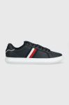 Шкіряні кеди Tommy Hilfiger CORPORATE LEATHER CUP STRIPES колір синій FM0FM04732 Шкіряні кеди Tommy Hilfiger CORPORATE LEATHER CUP STRIPES колір синій FM0FM04732