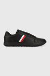 Шкіряні кеди Tommy Hilfiger CORPORATE LEATHER CUP STRIPES колір чорний FM0FM04732 Шкіряні кеди Tommy Hilfiger CORPORATE LEATHER CUP STRIPES колір чорний FM0FM04732
