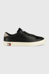 Шкіряні кеди Tommy Jeans VULCANIZED ESS чоловічі колір чорний EM0EM01106 Шкіряні кеди Tommy Jeans VULCANIZED ESS чоловічі колір чорний EM0EM01106