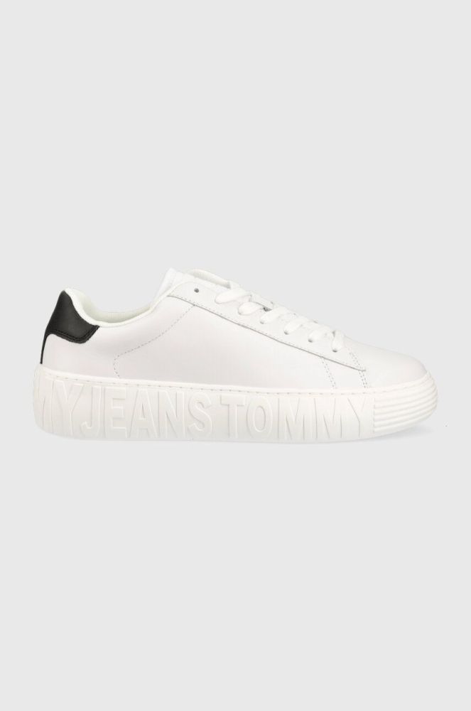 Шкіряні кросівки Tommy Jeans LEATHER OUTSOLE колір білий EM0EM01159