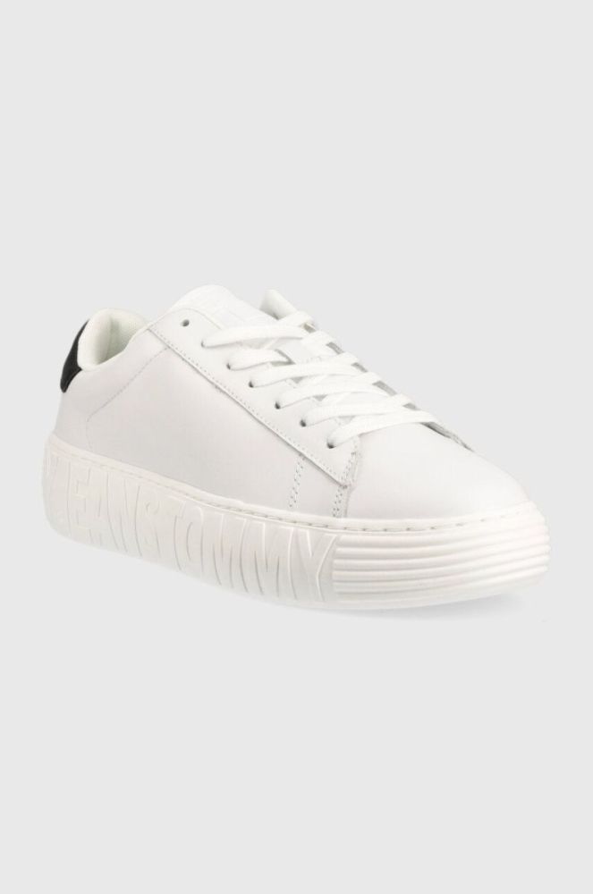 Шкіряні кросівки Tommy Jeans LEATHER OUTSOLE колір білий EM0EM01159 фото 2