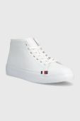 Шкіряні кросівки Tommy Hilfiger ELEVATED VULC LEATHER MID колір білий FM0FM04419