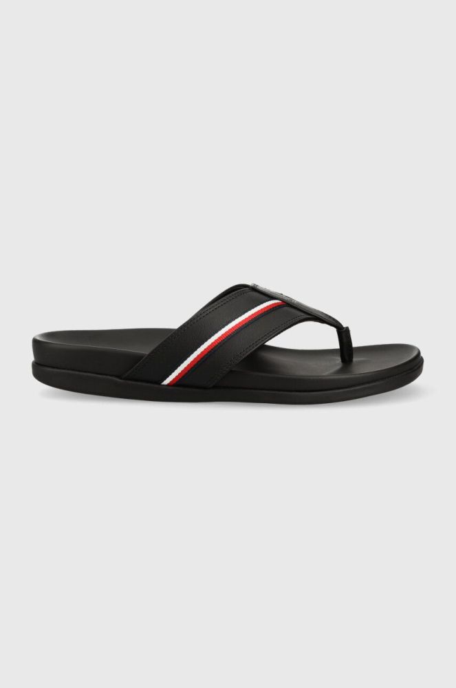 В'єтнамки Tommy Hilfiger HILFIGER LEATHER TOE POST SANDAL чоловічі колір чорний FM0FM04460