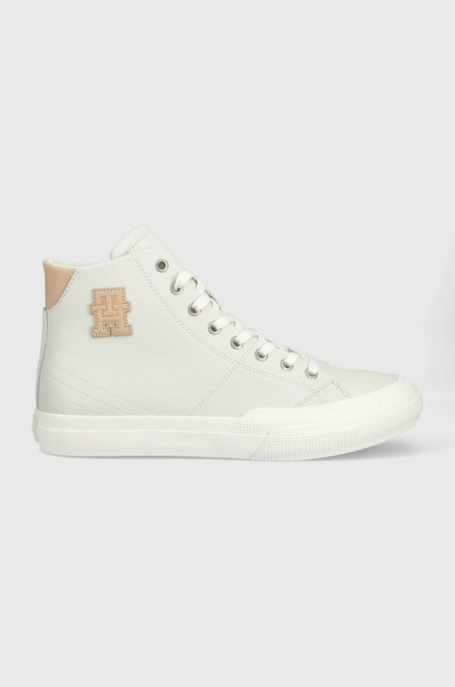 Шкіряні кеди Tommy Hilfiger TH HI VULC PREMIUM UNDYED чоловічі колір сірий