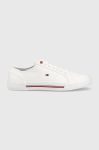 Кеди Tommy Hilfiger CORE CORPORATE VULC CANVAS чоловічі колір білий Кеди Tommy Hilfiger CORE CORPORATE VULC CANVAS чоловічі колір білий