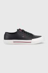 Шкіряні кеди Tommy Hilfiger CORE CORPORATE VULC LEATHER чоловічі колір синій FM0FM04561 Шкіряні кеди Tommy Hilfiger CORE CORPORATE VULC LEATHER чоловічі колір синій FM0FM04561