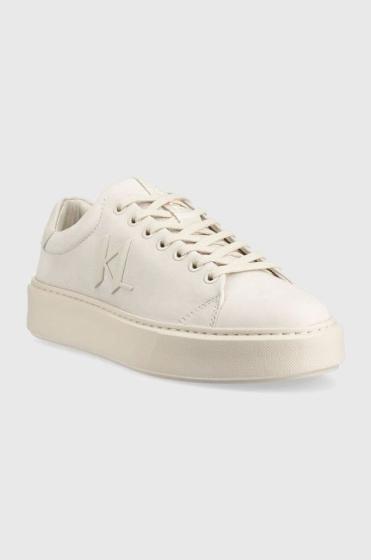 Шкіряні кросівки Karl Lagerfeld MAXI KUP колір бежевий KL52217 фото 2