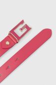 Шкіряний ремінь Guess Жіночий колір рожевий