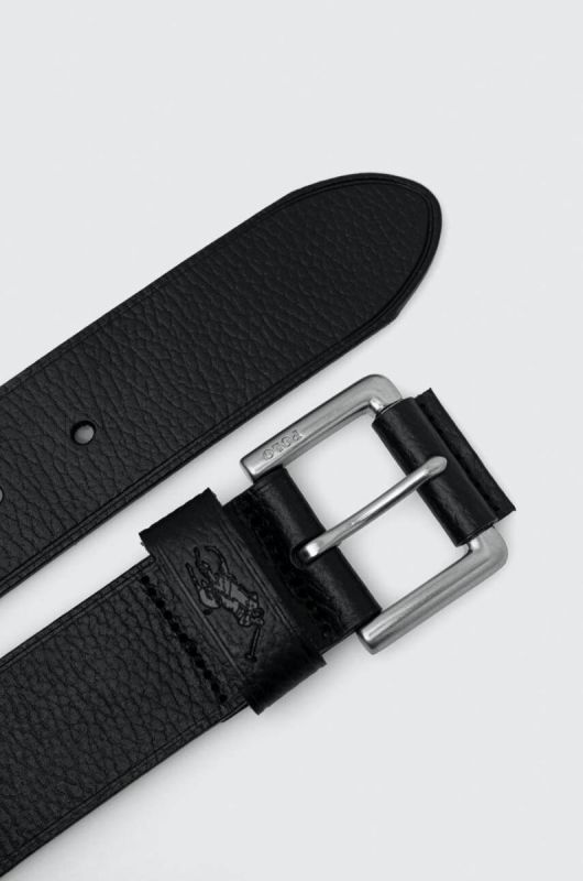 Шкіряний ремінь Polo Ralph Lauren Чоловічий колір чорний фото 2