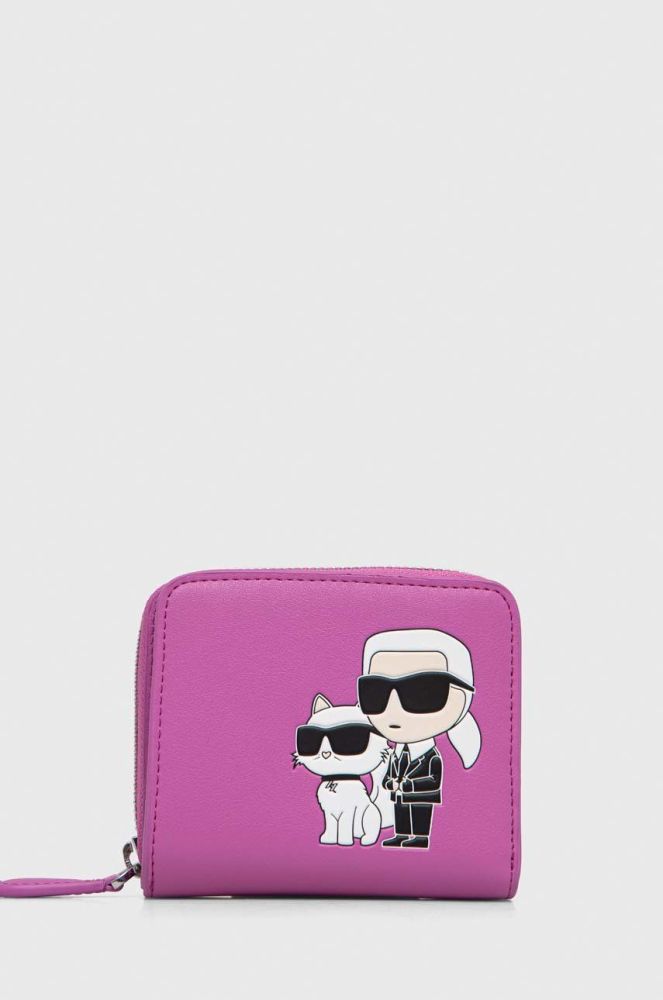 Шкіряний гаманець Karl Lagerfeld жіночий колір рожевий (2909346)