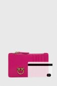 Шкіряний гаманець Pinko жіночий колір рожевий (3417604)