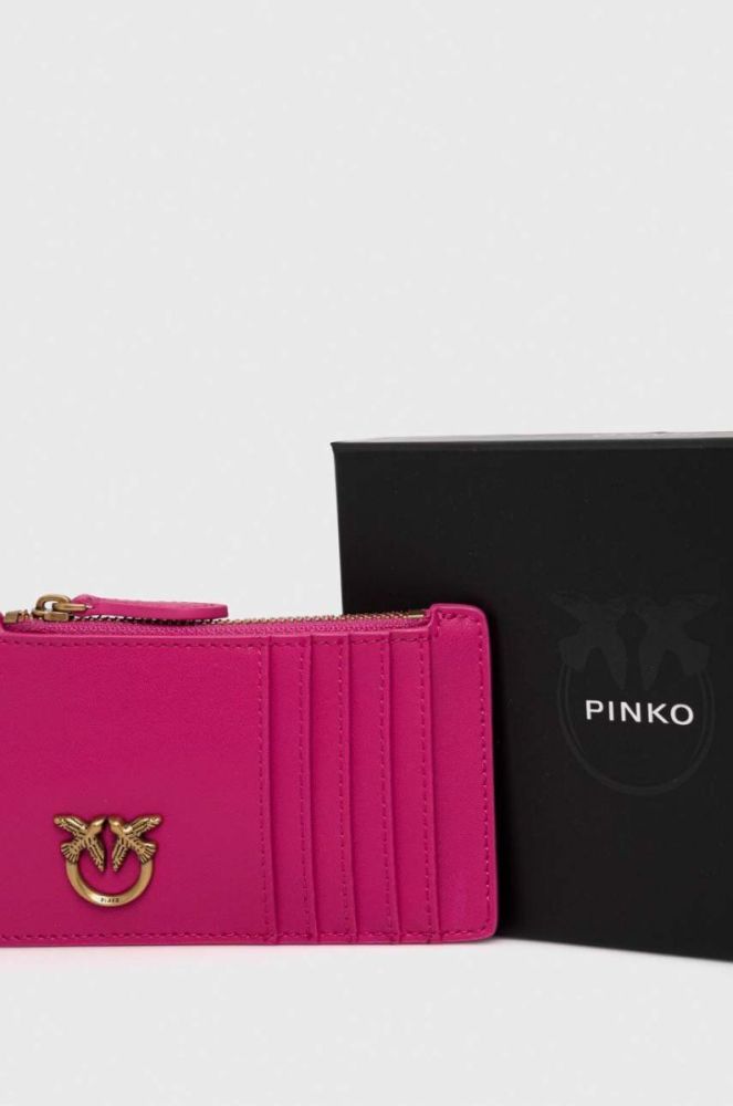 Шкіряний гаманець Pinko жіночий колір рожевий (3417604) фото 4